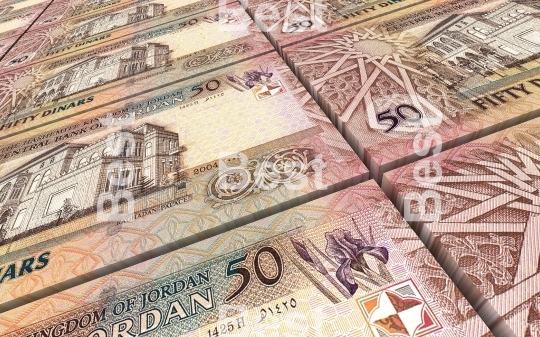 Jordanian dinars bills stacked background