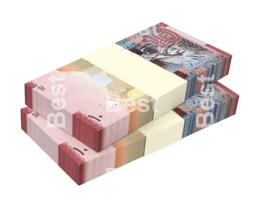 Kuwait dinars bills isolated on white background