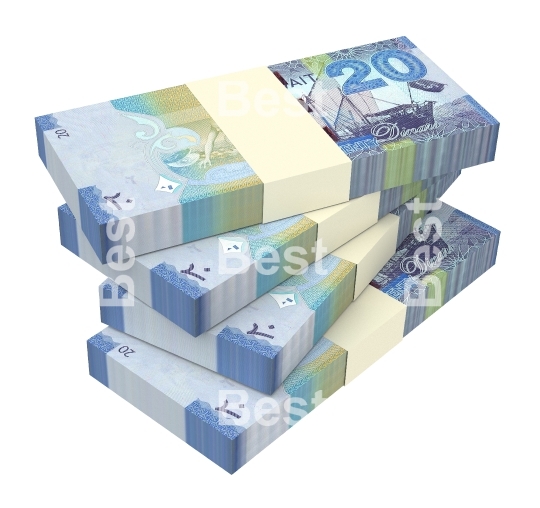 Kuwait dinars bills isolated on white background