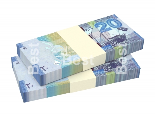 Kuwait dinars bills isolated on white background