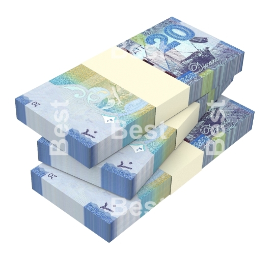 Kuwait dinars bills isolated on white background