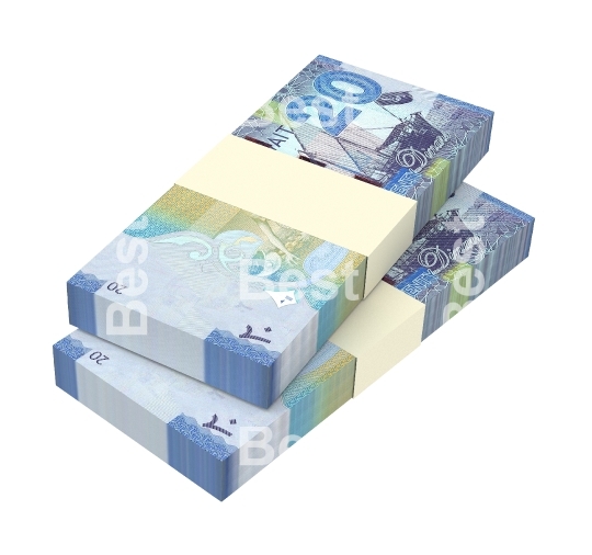 Kuwait dinars bills isolated on white background