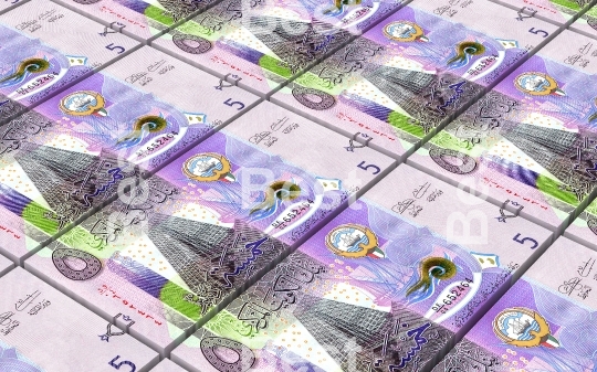 Kuwait dinars bills stacked background