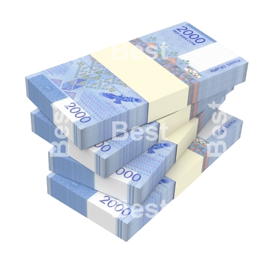 Kyrgyzstani som bills isolated on white with clipping path