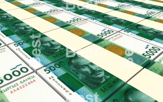 Kyrgyzstani som bills stacks background