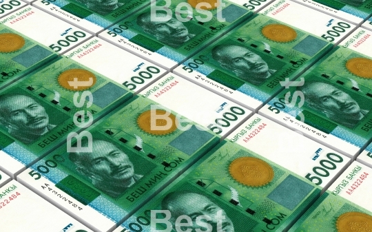 Kyrgyzstani som bills stacks background