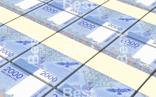 Kyrgyzstani som bills stacks background