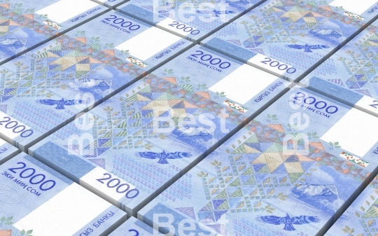 Kyrgyzstani som bills stacks background