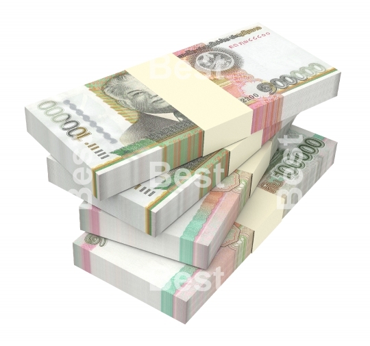 Laotian kip bills isolated on white background