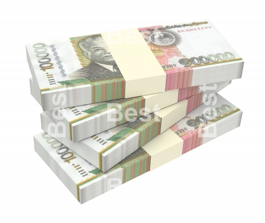 Laotian kip bills isolated on white background