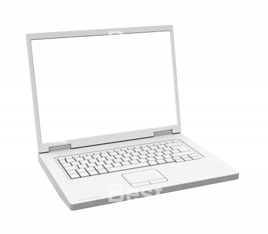 Laptop with blank white screen