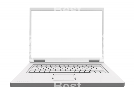 Laptop with blank white screen