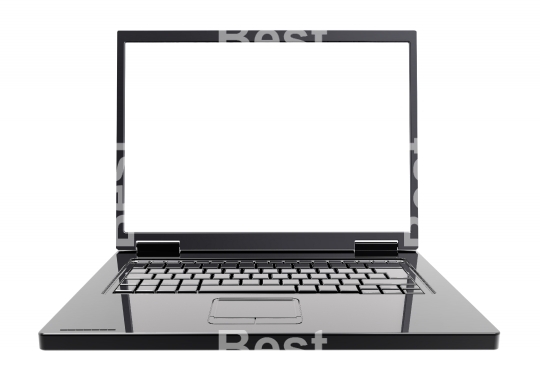 Laptop with blank white screen