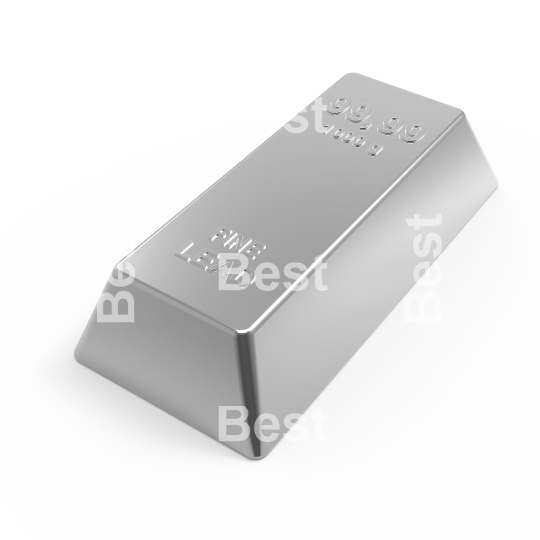 Lead ingot isolated on white.