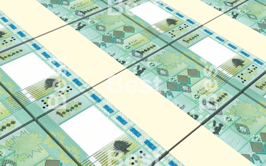 Lebanese pounds bills stacks background