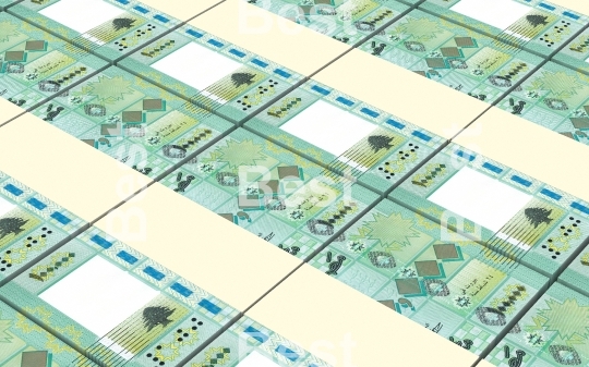 Lebanese pounds bills stacks background