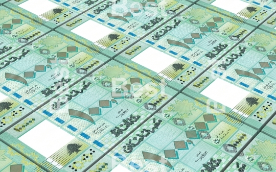 Lebanese pounds bills stacks background