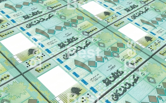 Lebanese pounds bills stacks background