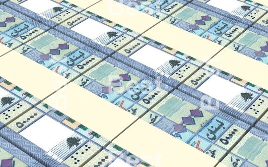 Lebanese pounds bills stacks background