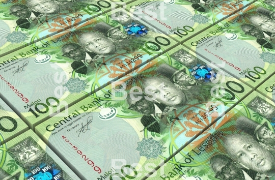 Lesotho maloti bills stacks background