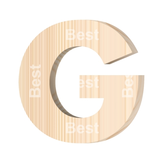 Letter from wooden alphabet set isolated over white.