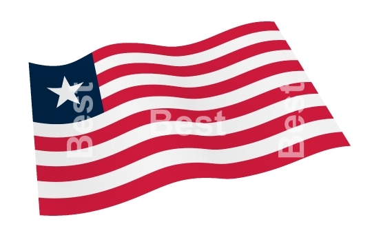 Liberia flag isolated on white background with clipping path from world flags set