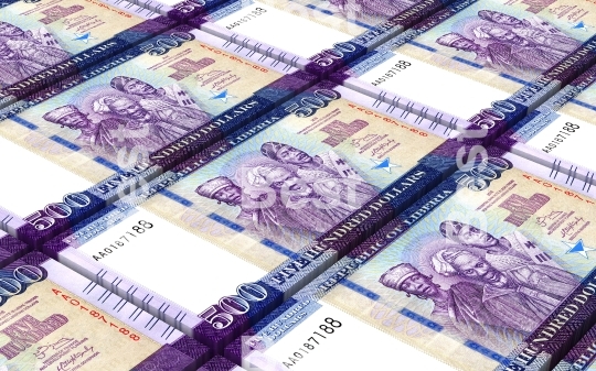 Liberian dollar bills stacks background