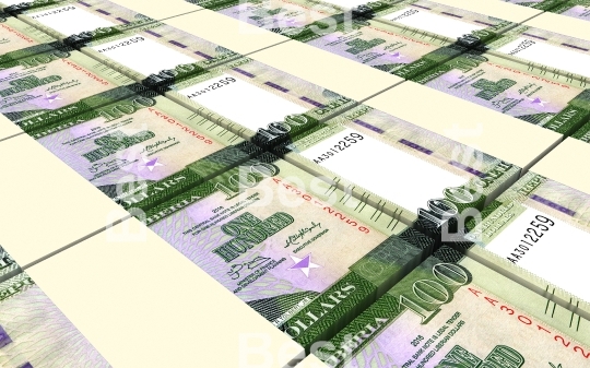 Liberian dollar bills stacks background
