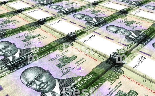 Liberian dollar bills stacks background