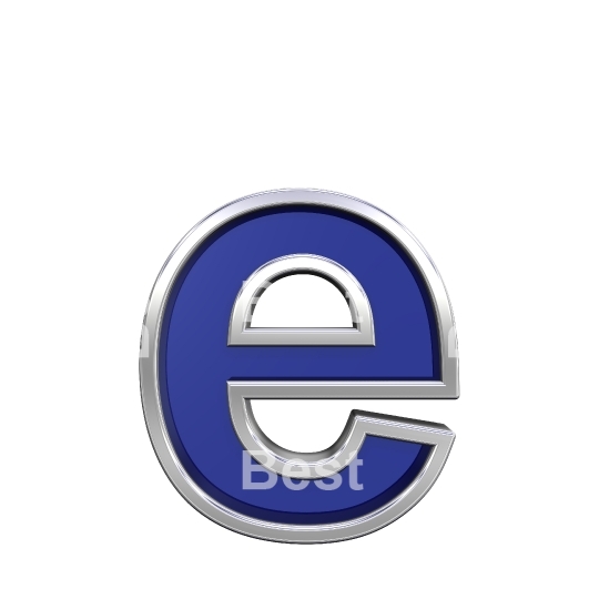Lower case letter from blue glass with chrome frame alphabet