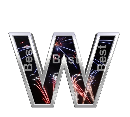 Lower case letter from firework with chrome frame alphabet set