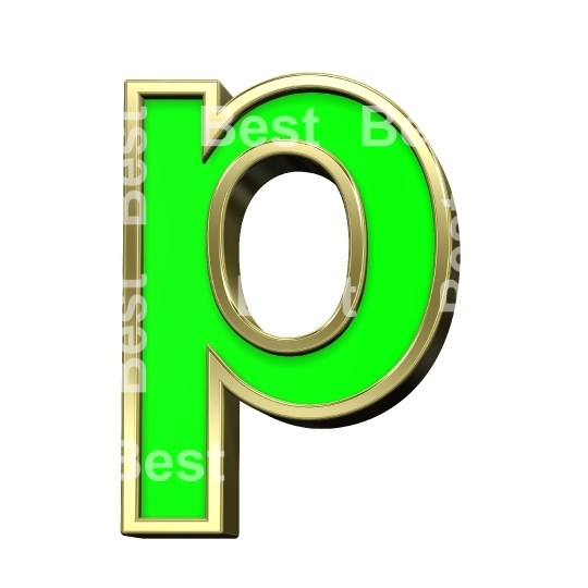 Lower case letter from light green with gold alphabet set