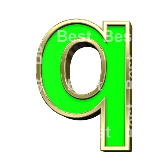 Lower case letter from light green with gold alphabet set