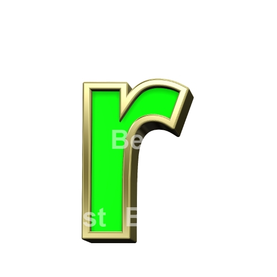 Lower case letter from light green with gold alphabet set