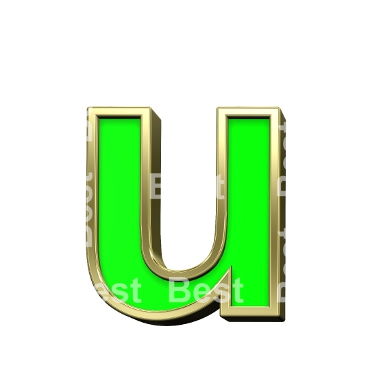 Lower case letter from light green with gold alphabet set