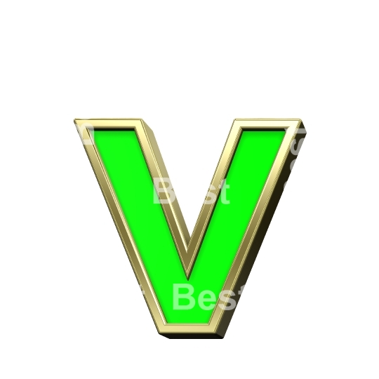 Lower case letter from light green with gold alphabet set