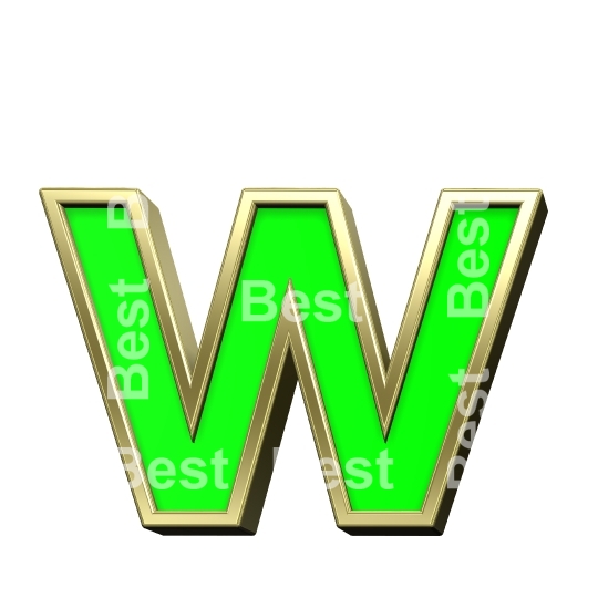 Lower case letter from light green with gold alphabet set