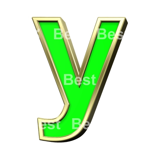 Lower case letter from light green with gold alphabet set