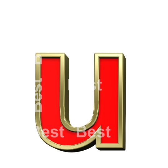 Lower case letter from red with gold frame alphabet set