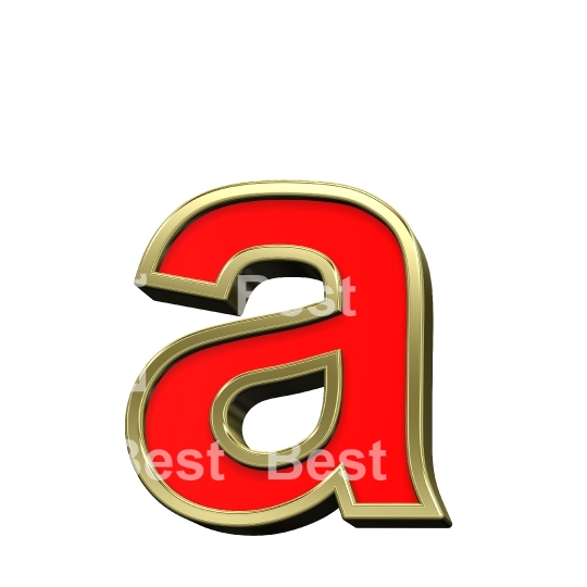 Lower case letter from red with gold frame alphabet set