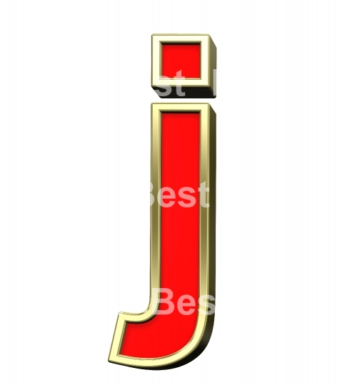 Lower case letter from red with gold frame alphabet set