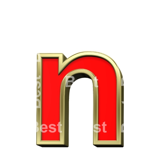 Lower case letter from red with gold frame alphabet set