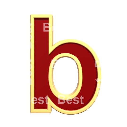 Lower case letter from ruby with gold frame alphabet set