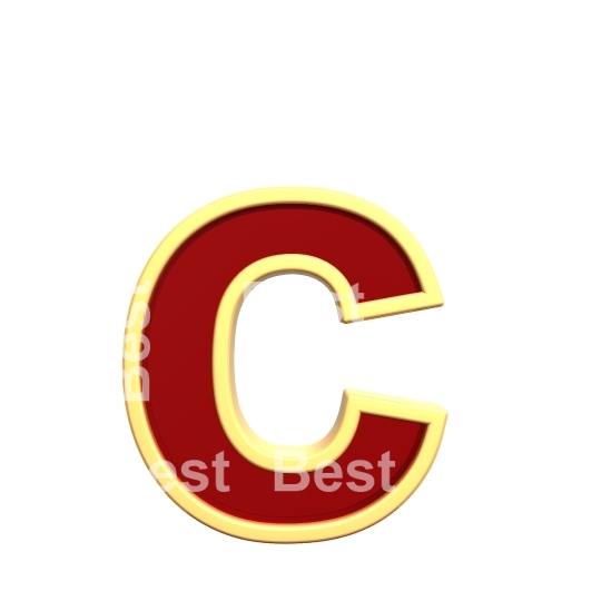 Lower case letter from ruby with gold frame alphabet set