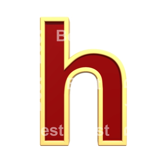 Lower case letter from ruby with gold frame alphabet set