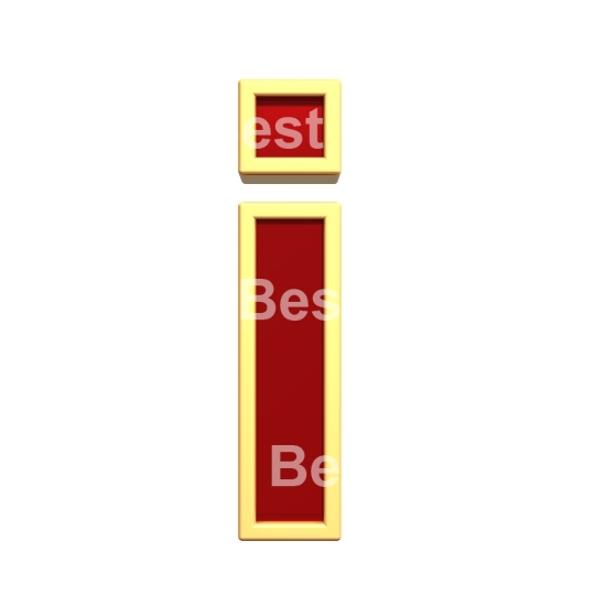 Lower case letter from ruby with gold frame alphabet set