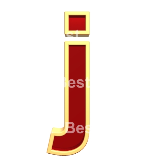 Lower case letter from ruby with gold frame alphabet set