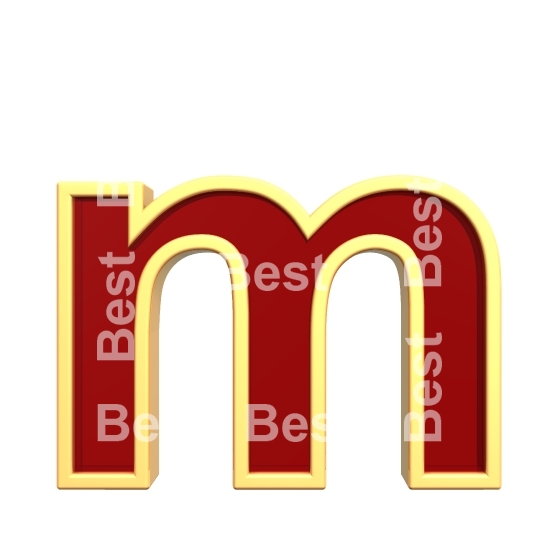 Lower case letter from ruby with gold frame alphabet set
