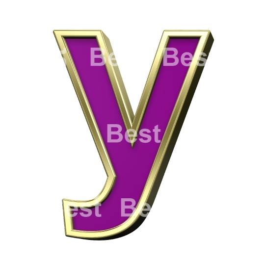 Lower case letter from violet with gold frame alphabet set