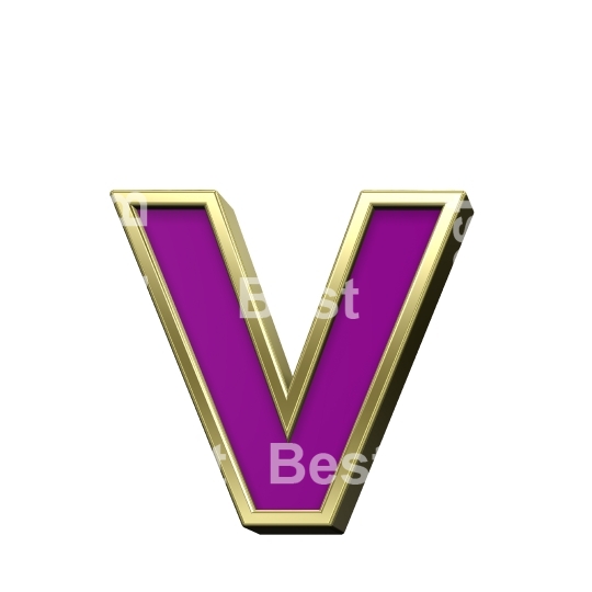 Lower case letter from violet with gold frame alphabet set